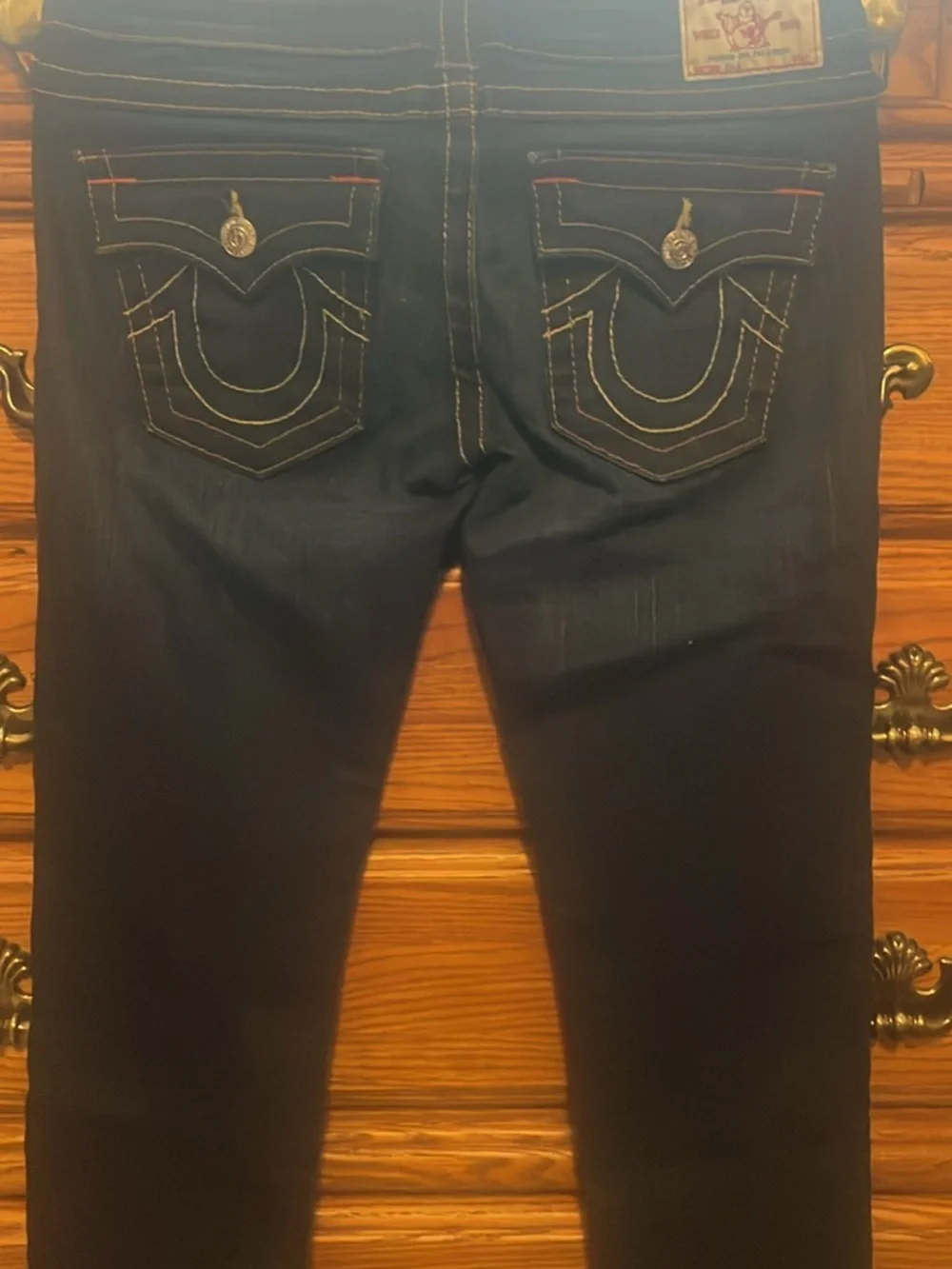 True Religion “Julie” Dark Indigo Skinny Jeans with Contrast Stitching - Picture 7 of 7